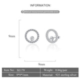 925 Sterling Silver CZ Circle Stud Earrings Mountings For Women DIY