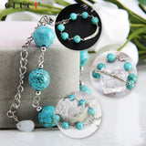 Adjustable Turquoise Bracelet with Shell Pearl Charms
