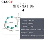 Adjustable Turquoise Bracelet with Shell Pearl Charms