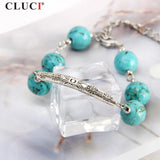 Adjustable Turquoise Bracelet with Shell Pearl Charms