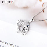 925 Silver Dolphin Pendant Zircon Jewelry SP384SB