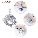 925 Silver Dolphin Pendant Zircon Jewelry SP384SB