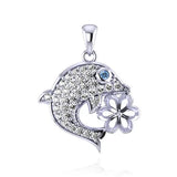 925 Silver Dolphin Pendant Zircon Jewelry SP384SB
