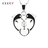 Double Dolphin Pearl Pendant Mounting Silver 925 Jewelry Women Pendant SP023SB
