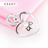Double Heart Pendant for Pearl Jewelry DIY Sterling 925 Silver Zircon Necklace