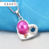 925 Hollow Heart Pendant Necklace with Zircons Sterling Silver