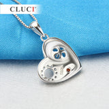 925 Hollow Heart Pendant Necklace with Zircons Sterling Silver