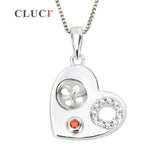 925 Hollow Heart Pendant Necklace with Zircons Sterling Silver