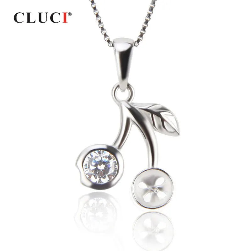 925 Silver Pearl Ring Mounting Leaf Charms Pendant