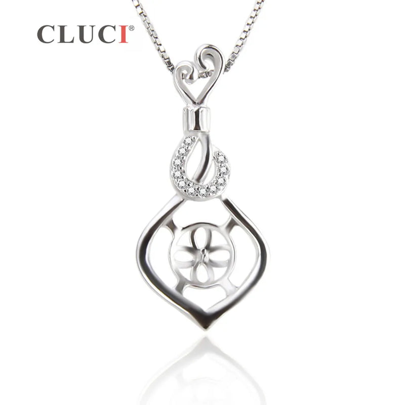 925 Silver Crystal Rhinestones Pendant for Pearl Necklace DIY