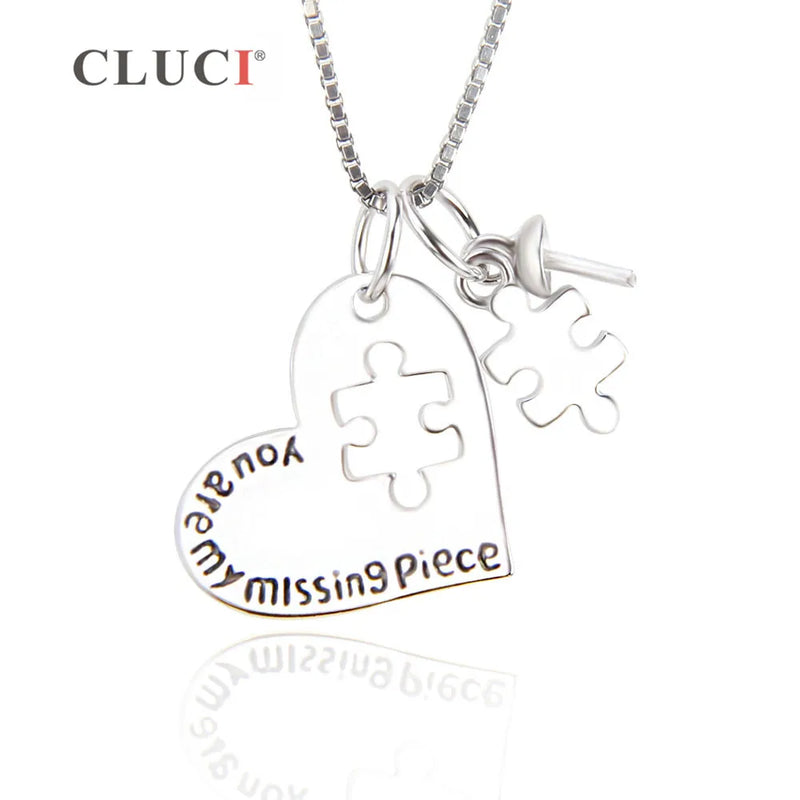 925 Silver Pearl Pendant Heart Puzzle Pendant Female Gift SP291SB