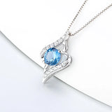 Zircon Sterling Silver Pendant Geometric Charms Necklace DP014SB