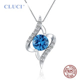 Zircon Sterling Silver Pendant Geometric Charms Necklace DP014SB