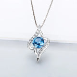 Zircon Sterling Silver Pendant Geometric Charms Necklace DP014SB