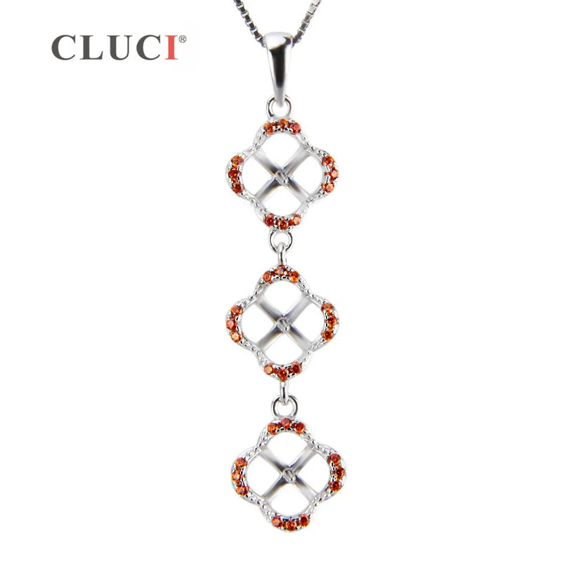925 Silver Four Leaf Clover Pearl Pendant Necklace SP167SB