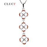 925 Silver Four Leaf Clover Pearl Pendant Necklace SP167SB