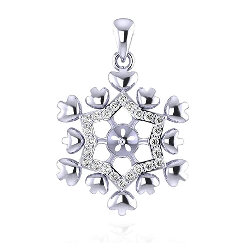 Sterling Silver Snowflake Necklace Christmas Pendant SP355SB-1
