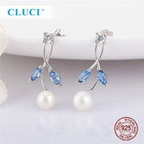 925 Silver CZ Stud Pearl Earrings SE166SB