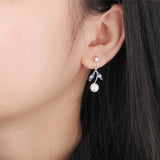 925 Silver CZ Stud Pearl Earrings SE166SB