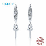 925 Silver CZ Pearl Stud Earrings Women Wedding Jewelry SE172SB