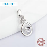 925 Silver CZ Twist Pendant Mounting for 7-8mm Round Pearl DIY Necklace