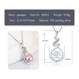 925 Silver CZ Twist Pendant Mounting for 7-8mm Round Pearl DIY Necklace
