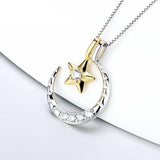 Moon and Star Shape 925 Silver Pendant