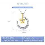 Moon and Star Shape 925 Silver Pendant