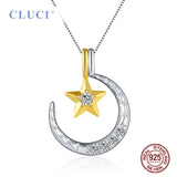 Moon and Star Shape 925 Silver Pendant