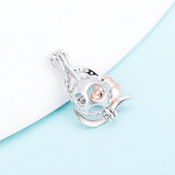 Heart Pearl Rose Flower Charm 925 Silver Necklace Pendant