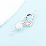 Heart Pearl Rose Flower Charm 925 Silver Necklace Pendant