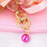 925 Silver Double Heart Zircon Pendant Mounting with Pearl - SP038SB