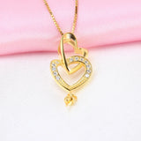 925 Silver Double Heart Zircon Pendant Mounting with Pearl - SP038SB