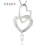 925 Silver Double Heart Zircon Pendant Mounting with Pearl - SP038SB