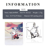 925 Silver Witch Broom Pendant Charm Halloween Jewelry
