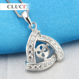 High Triangle Zircon Pendant, 925 Silver, SP176SB