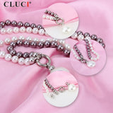 10mm White & Dark Purple, 25mm Coin Akoya Shell Pearl Necklace