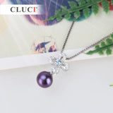 7mm Pearl Pendant CZ Pearl Necklace 925 Sterling Silver SP242SB