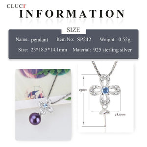 7mm Pearl Pendant CZ Pearl Necklace 925 Sterling Silver SP242SB