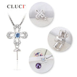 7mm Pearl Pendant CZ Pearl Necklace 925 Sterling Silver SP242SB