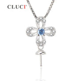 7mm Pearl Pendant CZ Pearl Necklace 925 Sterling Silver SP242SB
