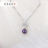 7mm Pearl Pendant CZ Pearl Necklace 925 Sterling Silver SP242SB