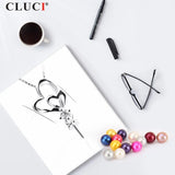 925 Silver Double Heart Pearl Pendant with cz For Girls SP313SB