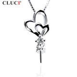 925 Silver Double Heart Pearl Pendant with cz For Girls SP313SB