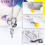 925 Silver Double Heart Pearl Pendant with cz For Girls SP313SB