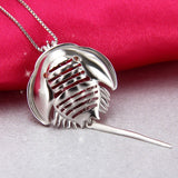 Limulus Silver 925 Red Zircon Gemstone Sterling Silver Cage Pendant