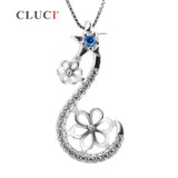 925 Silver Flower & Star Pendant with Zircons & Pearl