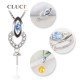 Sterling Silver Sweet Heart Pendant with CZ Pearl Necklace