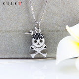 Halloween Skeleton Pearl Pendant Necklace