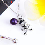 Halloween Skeleton Pearl Pendant Necklace